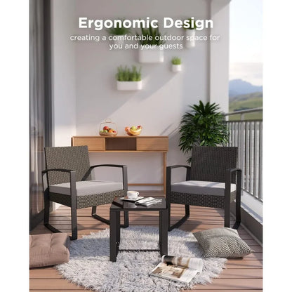 Patio Furniture Set Rocking Bistro Set Outdoor Rattan