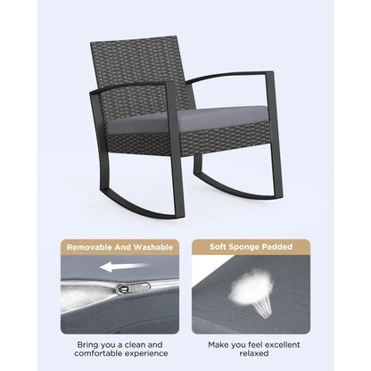 Patio Furniture Set Rocking Bistro Set Outdoor Rattan